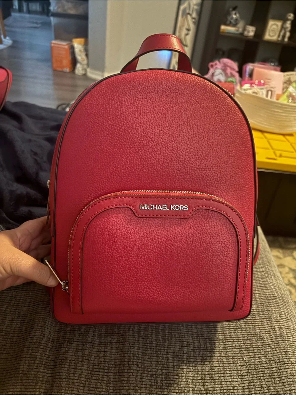 Michael Kors Red Pebbled Leather Mini Backpack